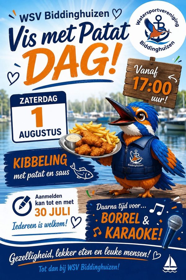 Aankondiging Vis met Patat Dag, zaterdag 1 augustus